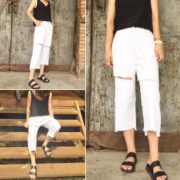 ホワイトデニム ホワイトジーンズ クロップドデニム クロップドジーンズ ダメージデニム ダメージジーンズ ワイドパンツ レディース ボトムス シンプル Cjtty 12 おとりよせ Com 通販 Yahoo ショッピング