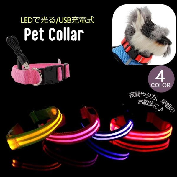 首輪 犬用 単品 LEDライト 光るドッグ イヌ わんこ ペット用品 ペット用首輪 USB充電式 お散歩 夜間 早朝 夕方 アウトドア 点滅 フラッシ  :pet-13134:おとりよせ.com - 通販 - Yahoo!ショッピング