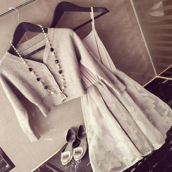 ミニワンピース セットアップ 2点セット 長袖 キャミソールワンピース ニットカーディガン ｖネック フレア ショート丈 花柄 レディース フェミニン Buyee 日本代购平台 产品购物网站大全 Buyee一站式代购 Bot Online