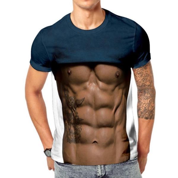 フェイクtシャツ プリントtシャツ 筋肉tシャツ デザインシャツ 半袖 ラウンドネック 面白い 腹筋 シックスパック プリント メンズ Top おとりよせ Com 通販 Yahoo ショッピング
