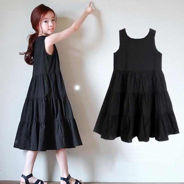 Aラインワンピース ノースリーブワンピース ロングワンピース ティアードワンピース 夏 子供服 女の子 女児 キッズ 小学生 無地 シンプル 黒 ロン Buyee 日本代购平台 产品购物网站大全 Buyee一站式代购 Bot Online