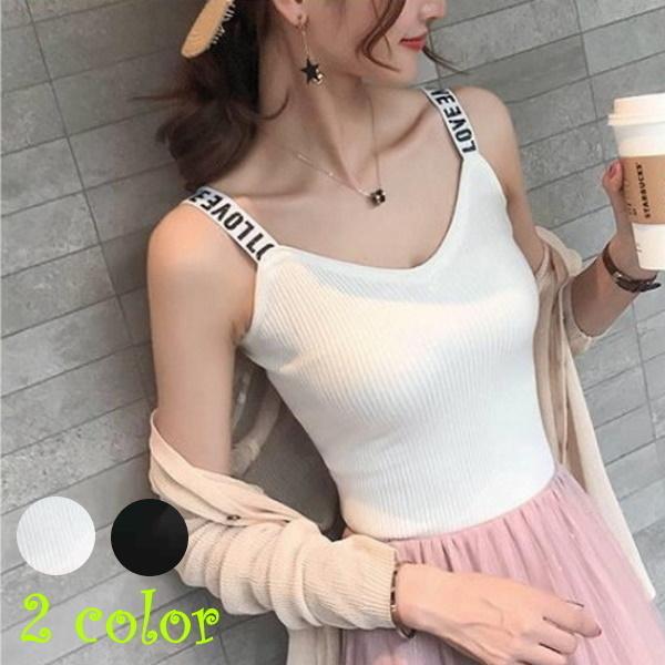 キャミソール タンクトップ レディース トップス インナー Uネック 肩紐 無地 リブ ニット かわいい さわやか セクシー カジュアル おしゃれ 着 Top 601 おとりよせ Com 通販 Yahoo ショッピング
