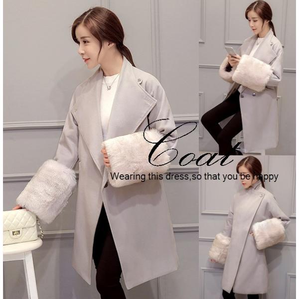 コート レディース チェスターコート 切り替え ファー付き トップ
