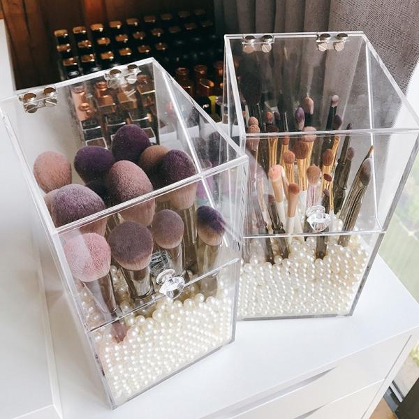 収納ケース 収納ボックス コスメ収納 メイクブラシ収納 コスメボックス クリアカラー プラスチック プラケース 透明ボックス 化粧小物収納