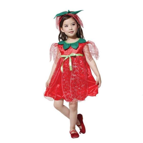 コスプレ ハロウィン セット イチゴ フルーツ 妖精 フェアリー 衣装 子供 仮装 女の子 子供用 キッズ 衣装 コスチューム 帽子 お遊戯 発表会 激安特価