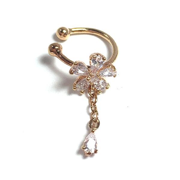 揺れるフラワーモチーフ イヤーカフ