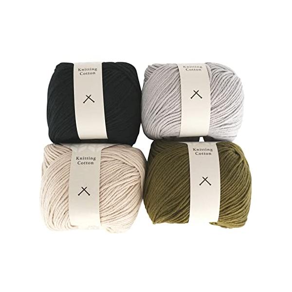 DARUMA Knitting Cotton ニッティングコットン 100ｍ ４色セット 棒針編み 編み物 綿100％ ストレートヤーン糸 (D)  :a-B0B7DLM6R5-20230102:migonne store(ミニョンストアー) 通販 