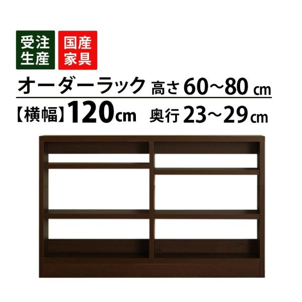 キッチンラック オーダー 1cm単位 収納 オープン カウンター下 棚 ラック 食器棚 本棚 幅120 高さ60〜80 奥行23〜29 爆買