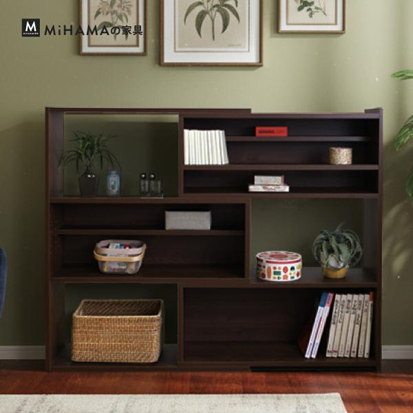 伸縮式ブックシェルフ 3段 幅90〜155cm 本棚 伸縮 増やせる 間仕切り 推し活 幅90cm 奥行30cm 高さ116cm リビング 絵本 図鑑 収納 mihama