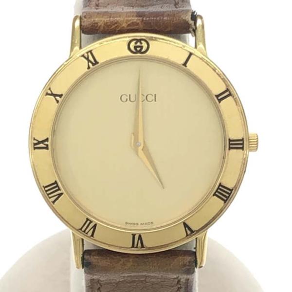 質屋 不動 腕時計 GUCCI グッチ 3000.2.M クォーツ QZ ラウンド