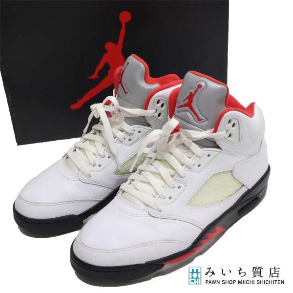 質屋 NIKE ナイキ スニーカー AIR JORDAN5 RETRO エアジョーダン5 レトロ DA1911-102 27.5cm WHITE/FIRE RED-BLACK 箱有 25k218-1 みいち質店