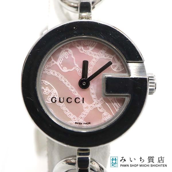 ホ*ん様 ⚠️電池切れ　GUCCI ブレスウォッチ GG シェル ピンク ゴール 質屋 稼働 腕時計 GUCCI グッチ ブレスウォッチ Gチャーム 107 ピンク
