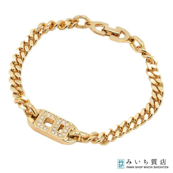 質屋 Christian Dior ディオール ブレスレット ロゴ ラインストーン