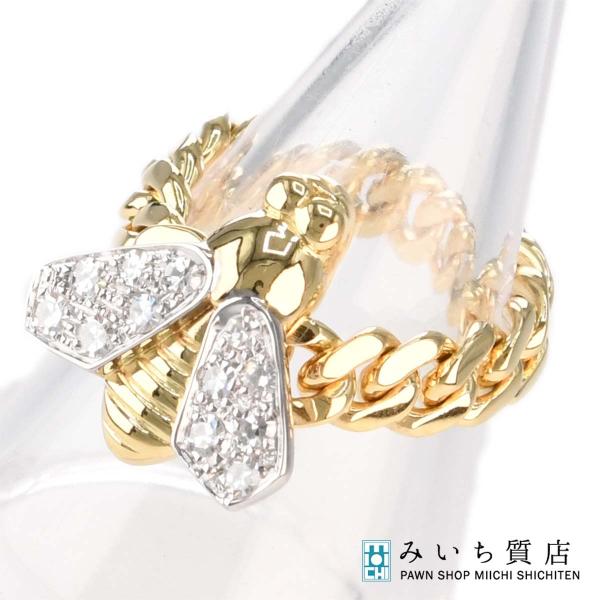 合馬公式アカウント1 ポメラート 廃盤 ハチのチェーンリング 18K 質屋 仕上げ済 Pomellato ポメラート リング 蜂モチーフ チェーン 8号