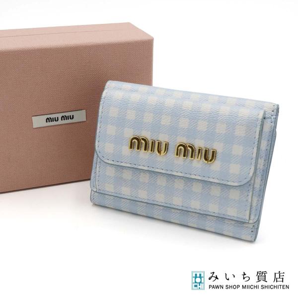 質屋 MIUMIU ミュウミュウ 三つ折り 財布 MADRAS マドラス 5MH021 54V
