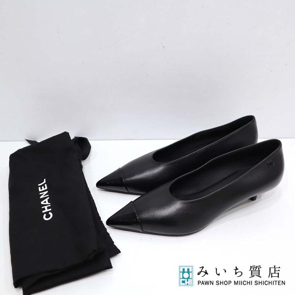 質屋 パンプス シャネル CHANEL 黒 G39535 ココマーク 38 サイズ