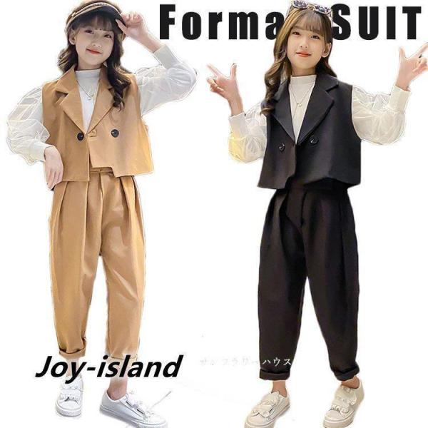 卒業式 入学式 パンツスーツ 女の子 スーツ フォーマル ブラウス 子供服パンツ パンツスーツ セットアップ ブラック カーキ ブルー