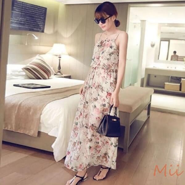 キャミワンピ 花柄 ボタニカル柄 シースルー 南国 リゾートワンピ マキシ丈 ノースリーブ ハイウエスト Buyee Buyee 日本の通販商品 オークションの代理入札 代理購入