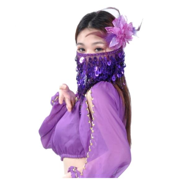 【メール便】■パープル 紫 purple  の【新品】出品です。目から下の顔を隠す為のフェイスベール。民族的背景よりオリエンタルダンスなどで使用されています。フェイスベールで、一気にミステリアスな雰囲気に。 とても軽く、通気性の良く、ダンス...