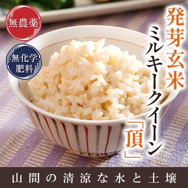 ミルキークイーン 発芽玄米 無農薬 「頂」 3Kg 無洗米 甘みと旨味が