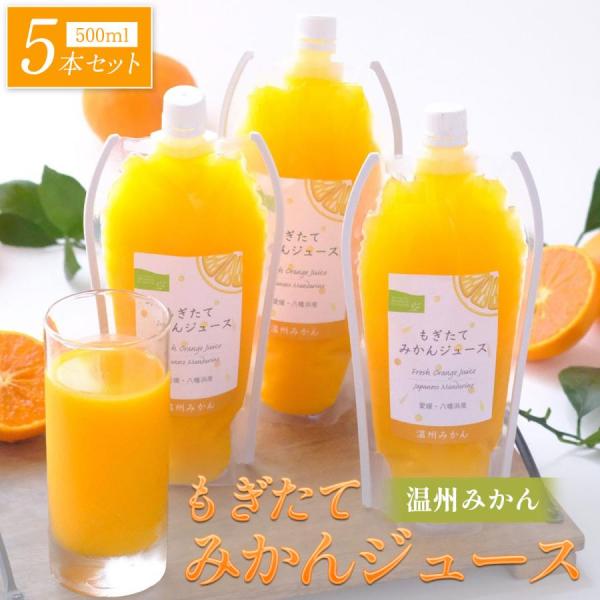 みかんジュース 100% ストレート 500ml×5本 愛媛県八幡浜産 温州みかん 無添加 砂糖不使用 パウチ オレンジジュース ギフト もぎたて