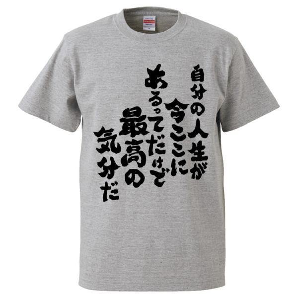 おもしろTシャツ 自分の人生が今ここにあるってだけで最高の気分だ ギフト プレゼント 面白 メンズ 半袖 無地 漢字 雑貨 名言 パロディ 文字