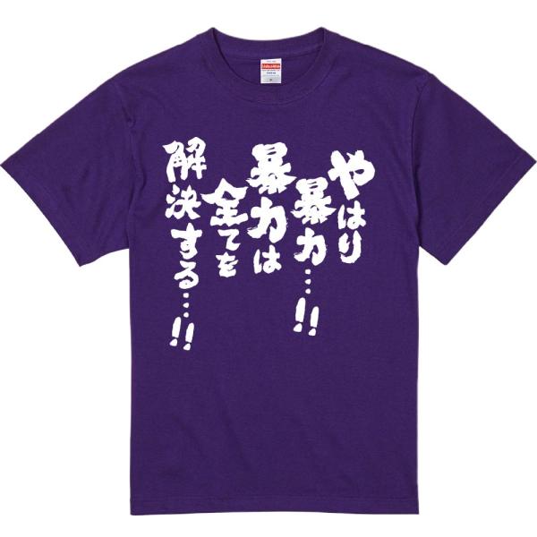 おもしろtシャツ みかん箱 やはり暴力・・・！！暴力は全てを解決する・・・！！ 濃色綿生地 ネットミーム パロディ メンズ レディース 半袖