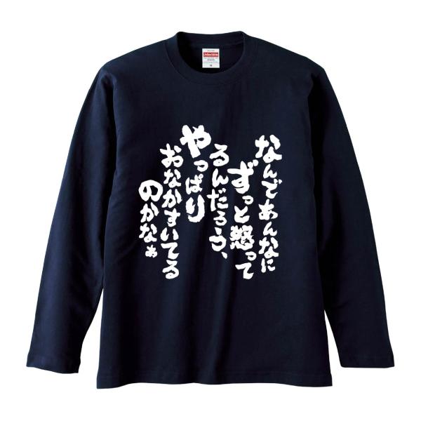 おもしろTシャツ みかん箱 なんであんなにずっと怒ってるんだろう、やっぱりおかな空いてるのかなぁ 長袖 語録 メンズ レディース
