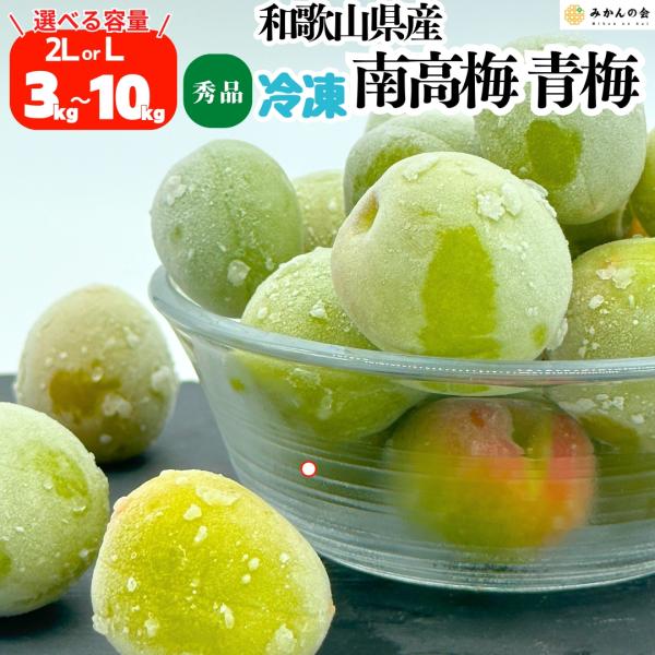 送料無料 冷凍 南高梅 青梅 10kg 5kg 3kg 秀品 2LorL 和歌山県産 紀州