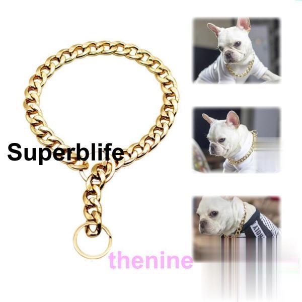 犬 チェーン 首輪 ステンレス トレーニング チョーク スリ ップ 大型 犬 ドッグ ゴールド