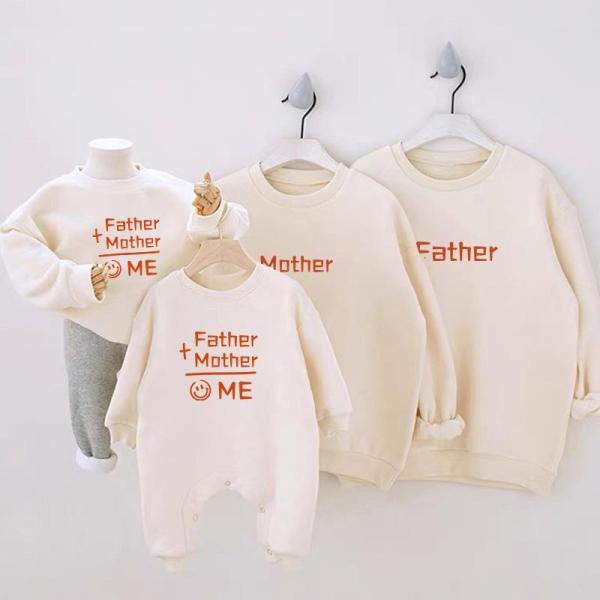 *春秋タイプの杏色にも薄毛があります。ほんの少しの毛です。おしゃれな親子ペアルック服リンクコーデや子供とお揃いコーデが楽しい?程よいオーバーサイズでシンプルながらファッション感たっぷり！着心地も快適家族揃いで幸せ感たっぷり！家族旅行、撮影、...