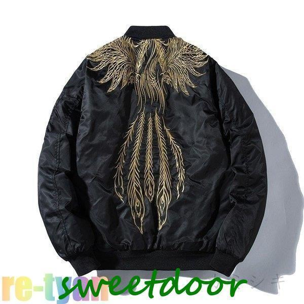 スカジャン メンズ ブルゾン 刺繍 防風 軽量 防寒 コート ミリタリ