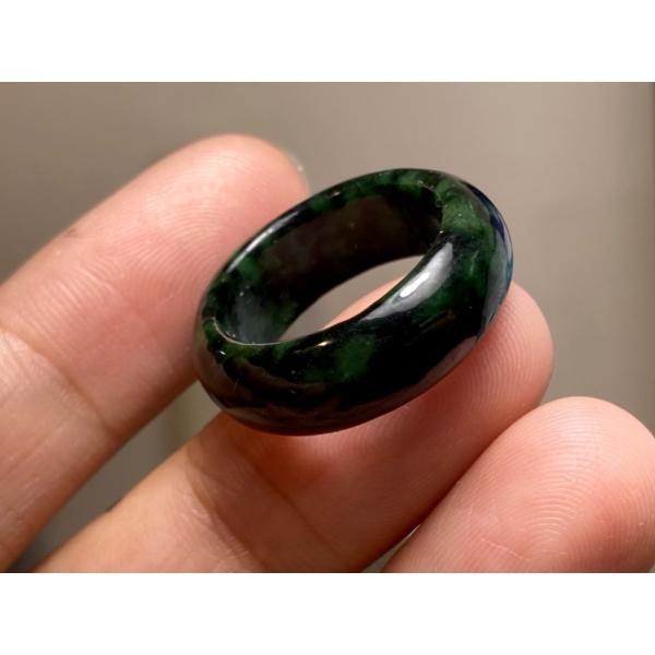 L18-139 一点物 黒緑 13.5号 ミャンマー産A貨本翡翠くりぬき リング L11-03 一点物 黒緑 13.5号 ミャンマー産天然 A貨 本翡翠 くりぬき