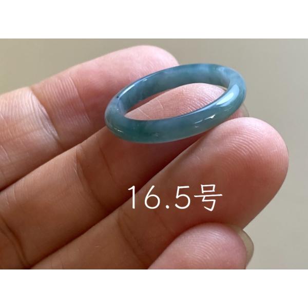 L15-54 糯種 青色 16.5号 グアテマラ産 A貨 本翡翠 くりぬき リング 