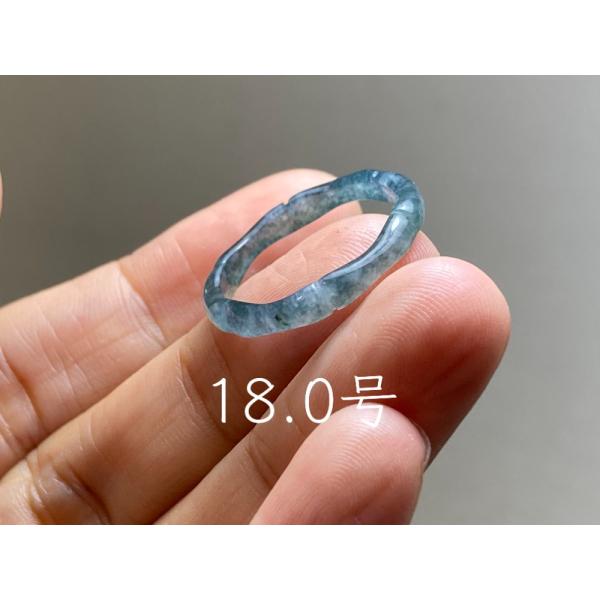 L15-71 氷種 竹節 リング 紺色 18.0号 グアテマラ産 A貨 本翡翠 