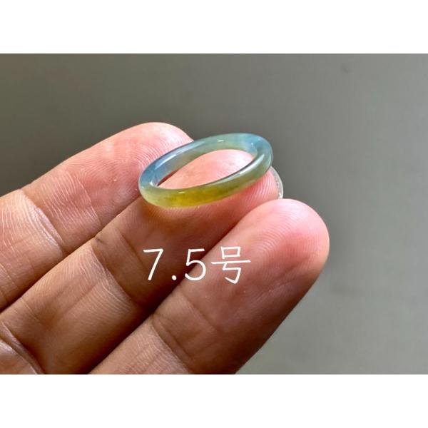 L17-156 極品 宝石質高氷種黄翡翠7.5号グアテマラ産本翡翠くりぬきリング L17-144 ピンキーリング 氷糯種 黄翡翠 7.5号 グアテマラ産 A貨 本翡翠