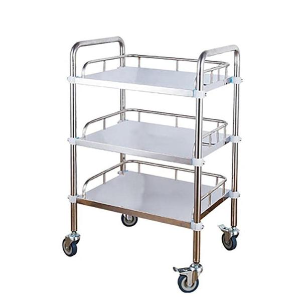 美品■ステンレスワゴン■トレー3枚■業務用■インダストリアル■キャスター付き■ ステンレス ワゴン サ医療ービス カート 3段 組立式 業務用 キッチン