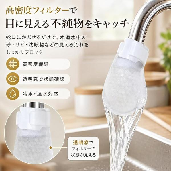 蛇口用 浄水フィルター 100枚入り 使い捨て 交換用 コットンろ過ネット ろ過 赤錆除去 沈殿物除去 水垢対策 蛇口直結タイプ キッチンシンク用 汎用フィルター