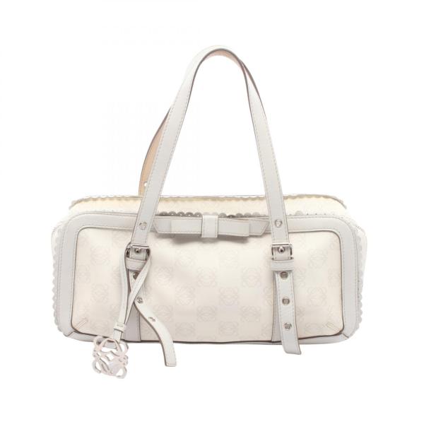 LOEWE ハンドバッグ アナグラム PVC 総柄 ホワイト LOEWE（ロエベ） アナグラム リボン ブランドオフ LOEWE PVC
