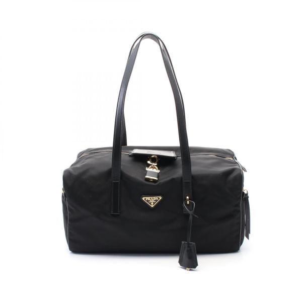 プラダ PRADA Re-Nylon ラージ トップハンドルバッグ ショルダーバッグ バッグ ナイロン レザー レディース ブラック系 1BB135RDLNF0002 【中古】 PRADA（プラダ） Re-Nylon ラージ トップハンドルバッグ ブランドオフ