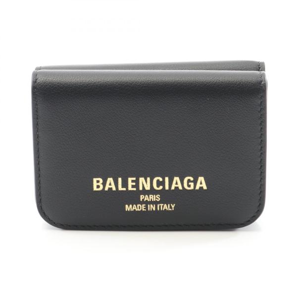 バレンシアガ BALENCIAGA ブラックレザー三つ折り財布 BALENCIAGA バレンシアガ ブランドオフ レザー 三つ折り財布