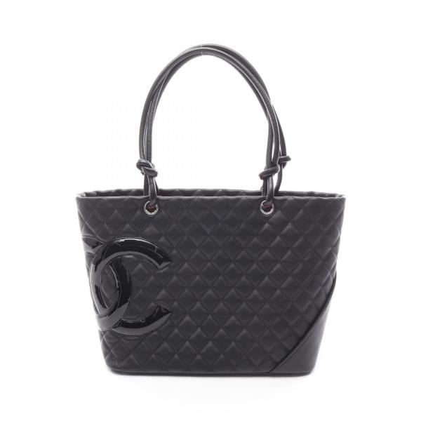 CHANEL シャネル カンボンライン ラムスキン トートバッグ CHANEL（シャネル） カンボンライン トートバッグ ラムスキン 黒 × 白