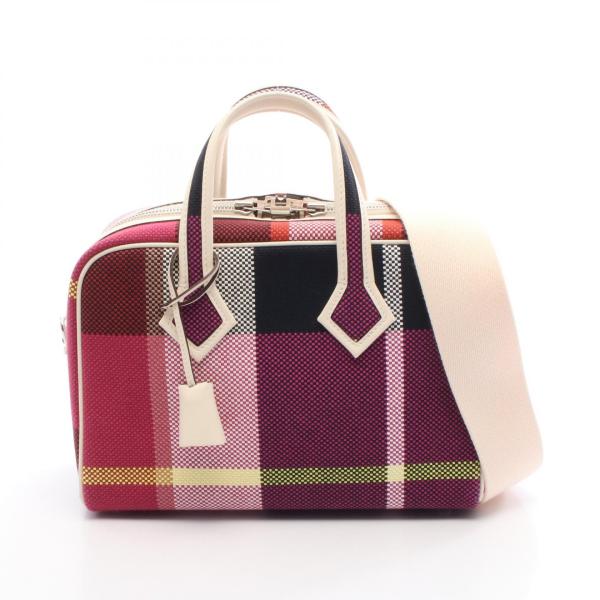 エルメス HERMES ヴィクトリア3 フールトゥ ミニ マリン フランボワーズ ハンドバッグ バッグ トワルキャドリーユ / ヴォースイフト ヴォースイフト レディース ピンク系 / ホワイト系 / マルチカラー 【中古】 HERMES（エルメス） ヴィクトリア3 フールトゥ ミニ マリン