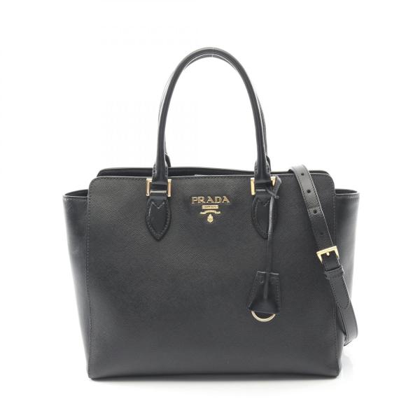⭐︎美品⭐︎PRADA 黒レザーハンドバッグ　高さ42㌢（20）×28×12.5 PRADA（プラダ） SAFFIANO+SOFT CALF ブランドオフ レザー