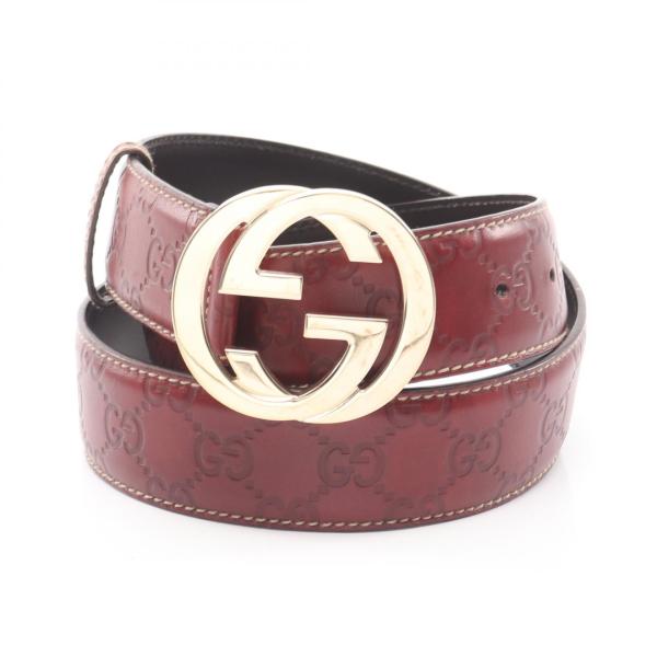 美品　GUCCI グッチ インターロッキングレザーベルト　グッチシマ　GG柄 GUCCI（グッチ） インターロッキングG グッチシマ ブランドオフ レザー