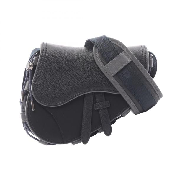 ディオール Dior Christian Dior × Sacai サドル ミニバッグ ショルダーバッグ バッグ ナイロン レザー メンズ ブラック系 【中古】 ディオール Christian Dior × Sacai サドル ミニバッグ ブランドオフ