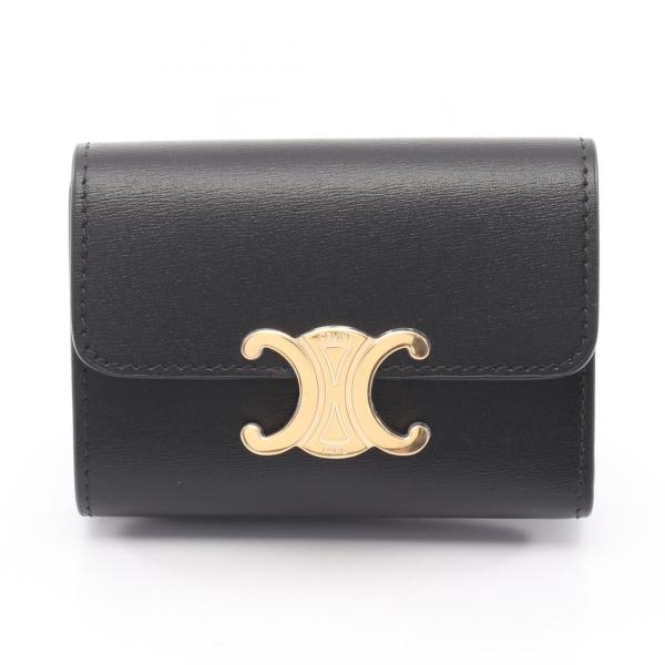 【極美品】CELINE セリーヌ 三つ折り財布 レザー トリオンフ コンパクト CELINE（セリーヌ） コンパクトウォレット トリオンフ ブランドオフ