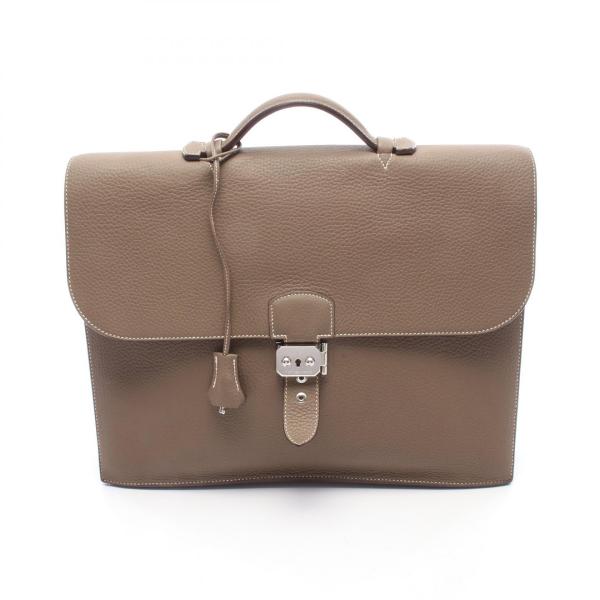 エルメス HERMES サックアデペッシュ38 ビジネスバッグ バッグ レザー トリヨンクレマンス トリヨンクレマンス エトゥープ □N刻印（2010年製造） メンズ グレー系 H063012CK8F 【中古】 HERMES（エルメス） サックアデペッシュ38 ブランドオフ レザー