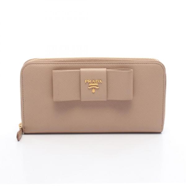 PRADA（プラダ） リボン ブランドオフ レザー ラウンド長財布 カーフ