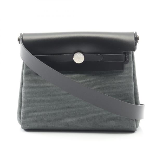 エルメス HERMES エールバッグジップ ミニ ヴェールマングローブ ショルダーバッグ バッグ キャンバス レザー トワルミリタリー / ヴァッシュハンター トワルミリタリー レディース グリーン系 / ブラック系 【中古】 HERMES（エルメス） エールバッグジップ ミニ ヴェールマングローブ